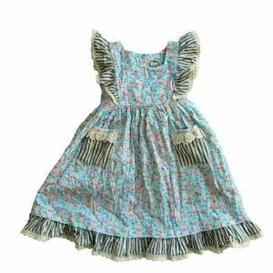 Little Prim Floral Ticking Stripe Dress